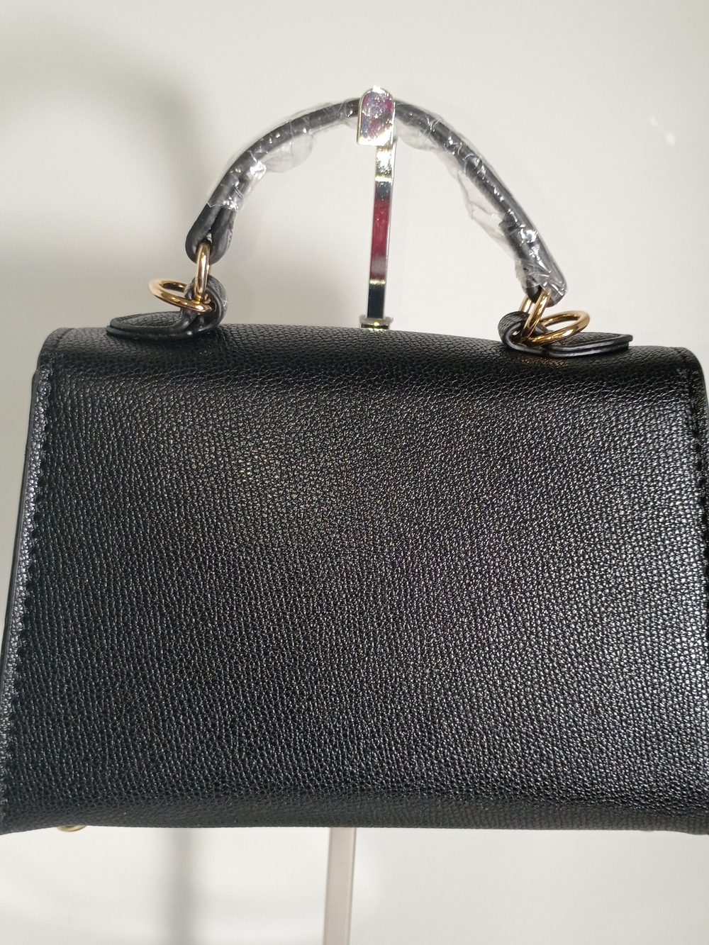 Black Top-Handle Women's Mini Bag with Gold Hardware - Picture 6 of 9
